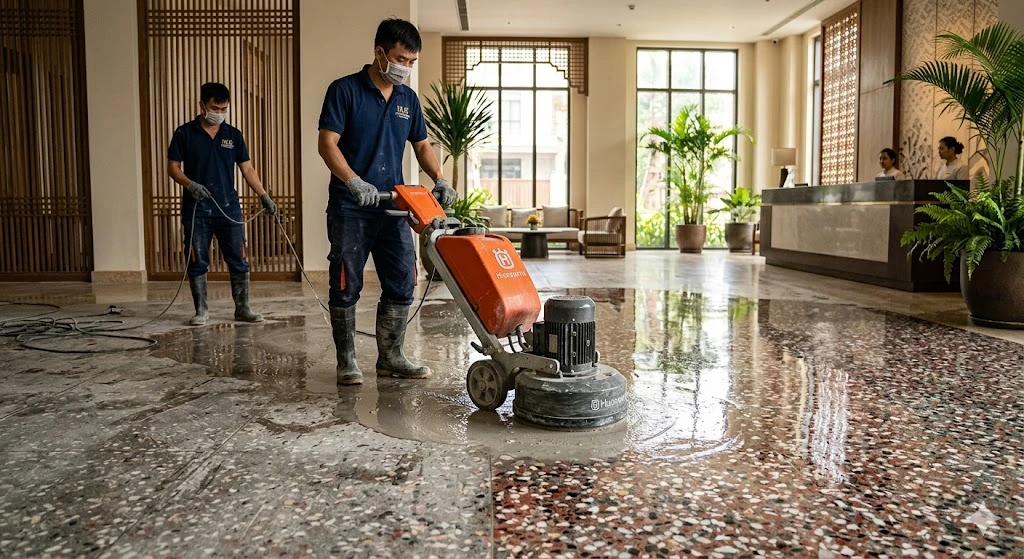 Đánh bóng sàn đá mài Huế