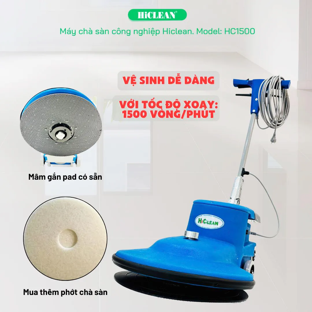 Máy đánh bóng sàn HiClean HC1500, công suất 1800W