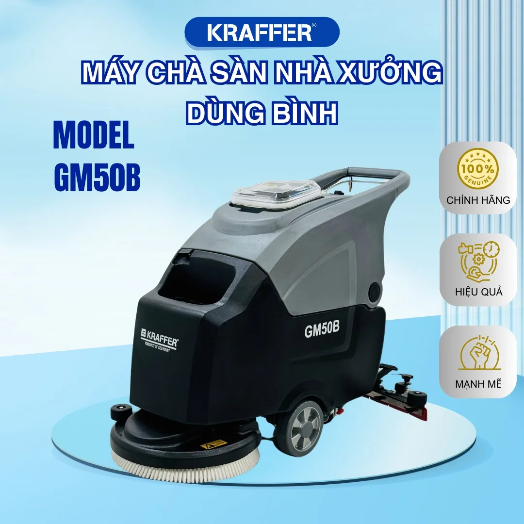 Máy chà sàn nhà xưởng KRAFFER GM50B dùng bình