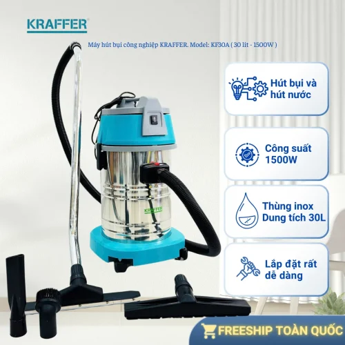 Máy hút bụi công nghiệp Kraffer KF30A, công suất 1500W