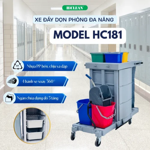 Xe đẩy dọn vệ sinh HiClean HC181