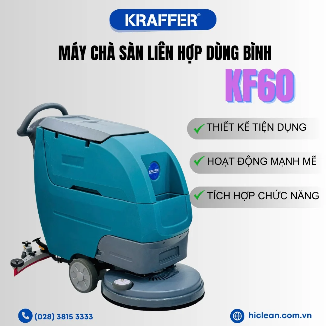 Máy chà sàn nhà xưởng KRAFFER KF60 dùng bình