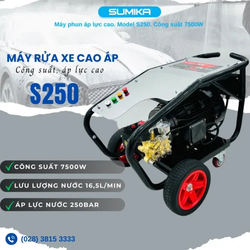 Máy xịt rửa áp lực cao SUMIKA S250, công suất 7500W