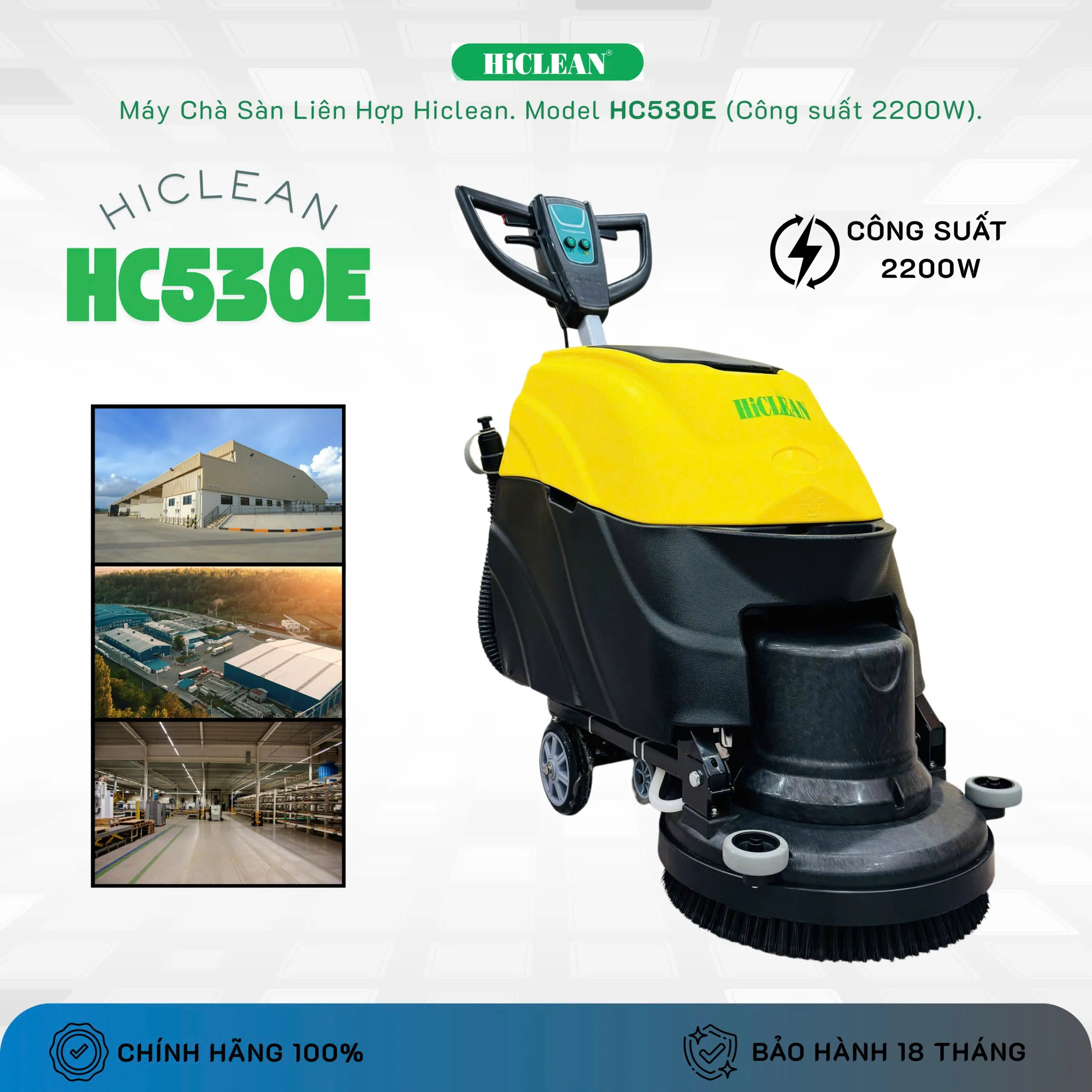 Máy chà sàn liên hợp HiClean HC530E, công suất 2200W