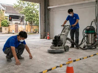 Chuẩn bị mặt bằng trước khi mài sàn bê tông cần làm gì?
