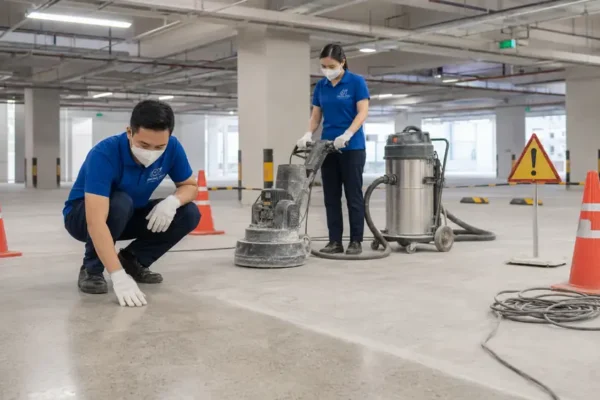 Đánh bóng sàn bê tông gara, bãi xe tại Huế có bền không?