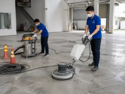 Thời gian thi công đánh bóng sàn bê tông mất bao lâu?