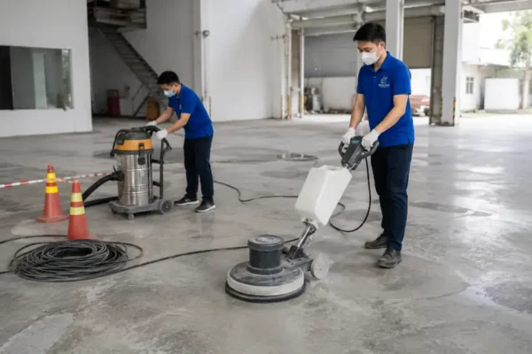 Thời gian thi công đánh bóng sàn bê tông mất bao lâu?