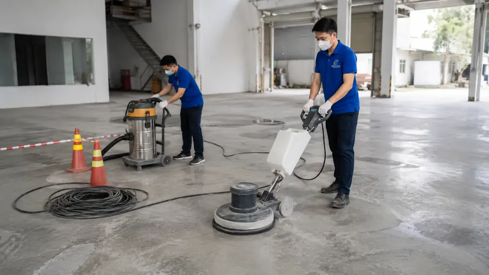 Thời gian thi công đánh bóng sàn bê tông mất bao lâu?
